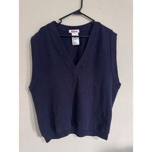 Wilson Mens Navy Blue V-Neck Sweater Vest 100% Cotton Knit Sleeveless Medium